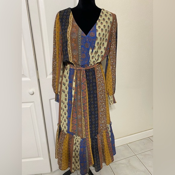 Aura Bohemian Patchwork Maxi Dress size S - Picture 1 of 9